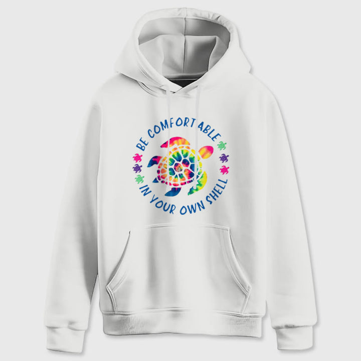 Olivenorma "BE COMFORTABLE IN YOUR OUR SHELL" Sea turtle Spiritual Hooded Sweaters Fleece Hoodies - White - 2XL - image 3