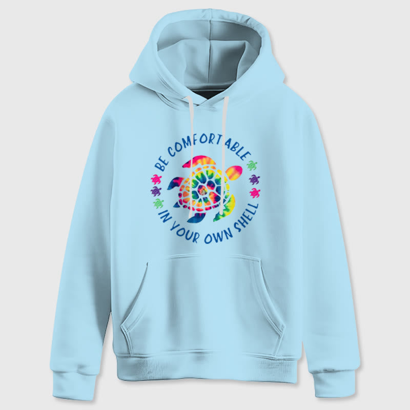 Olivenorma "BE COMFORTABLE IN YOUR OUR SHELL" Sea turtle Spiritual Hooded Sweaters Fleece Hoodies - Blue - 2XL - image 0