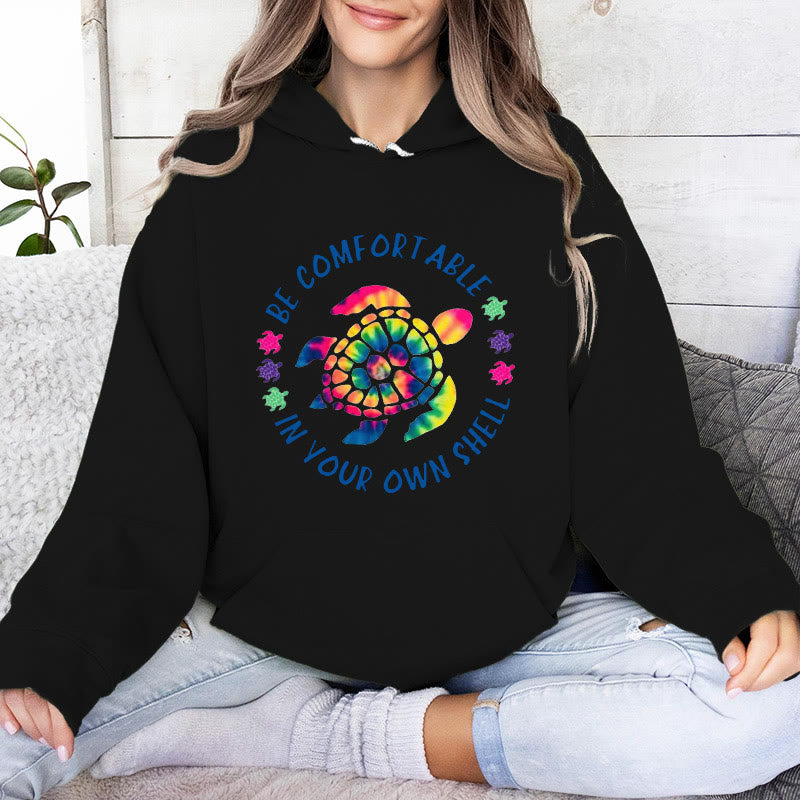 Olivenorma "BE COMFORTABLE IN YOUR OUR SHELL" Sea turtle Spiritual Hooded Sweaters Fleece Hoodies - Black - 2XL - image 4