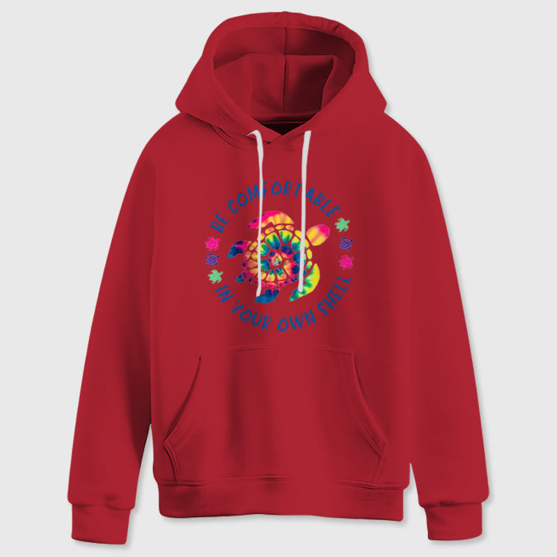 Olivenorma "BE COMFORTABLE IN YOUR OUR SHELL" Sea turtle Spiritual Hooded Sweaters Fleece Hoodies - Red - 2XL - image 14
