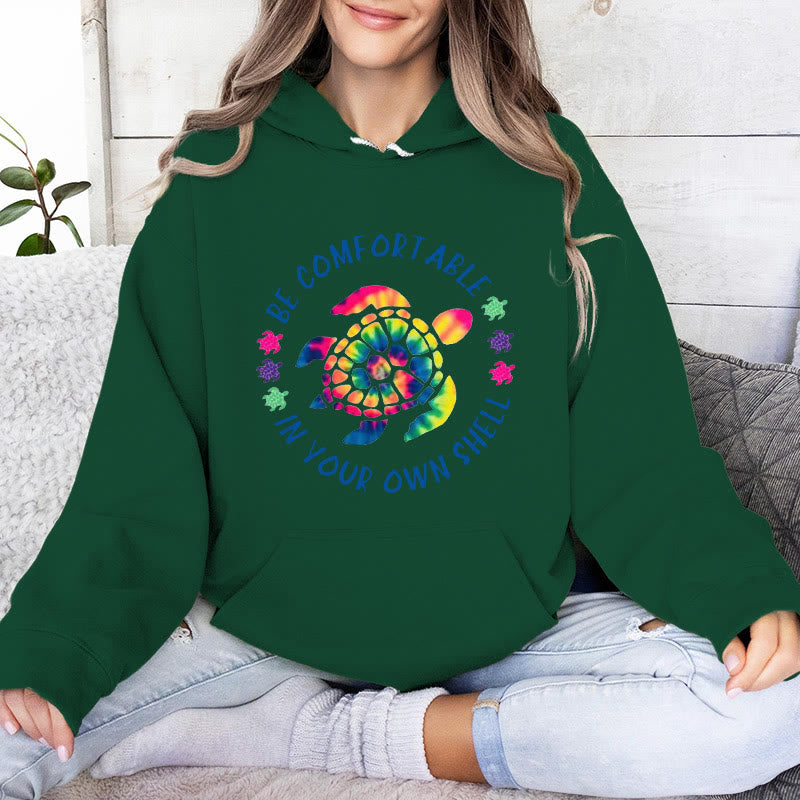 Olivenorma "BE COMFORTABLE IN YOUR OUR SHELL" Sea turtle Spiritual Hooded Sweaters Fleece Hoodies - Green - 2XL - image 14