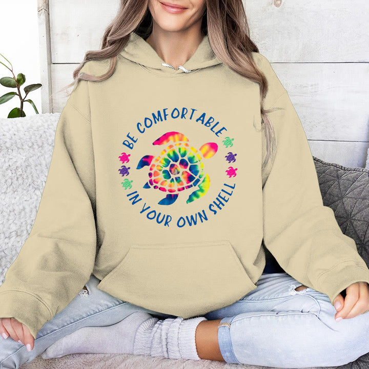 Olivenorma "BE COMFORTABLE IN YOUR OUR SHELL" Sea turtle Spiritual Hooded Sweaters Fleece Hoodies - LightYellow - 2XL - image 10