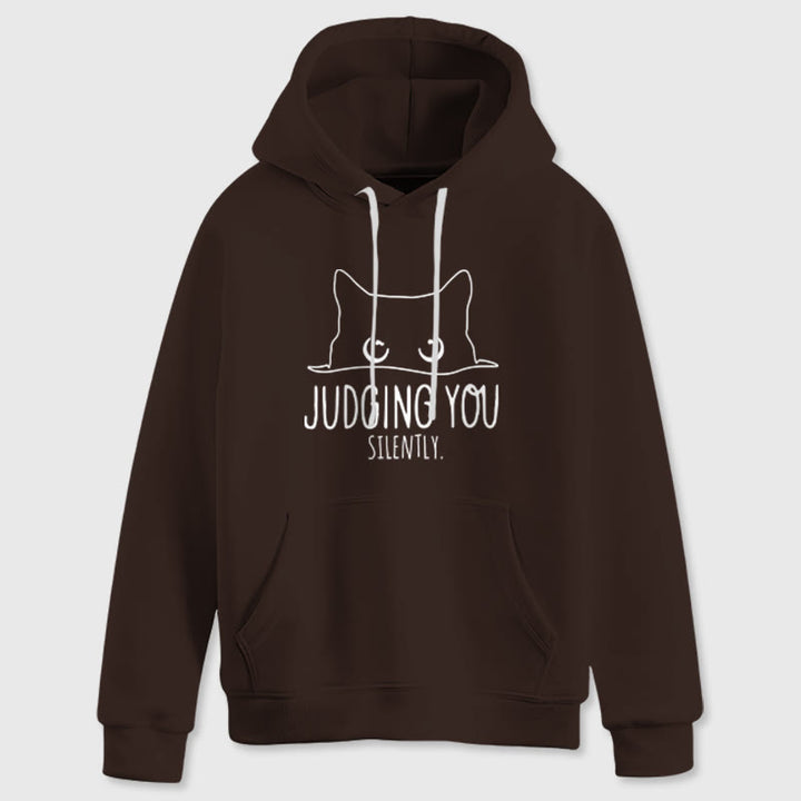 Olivenorma JUDGING YOU SILENTLY Cute Kitten Loose Fit Sweatshirts Women Men Hoodies - Brown - 2XL - image 14