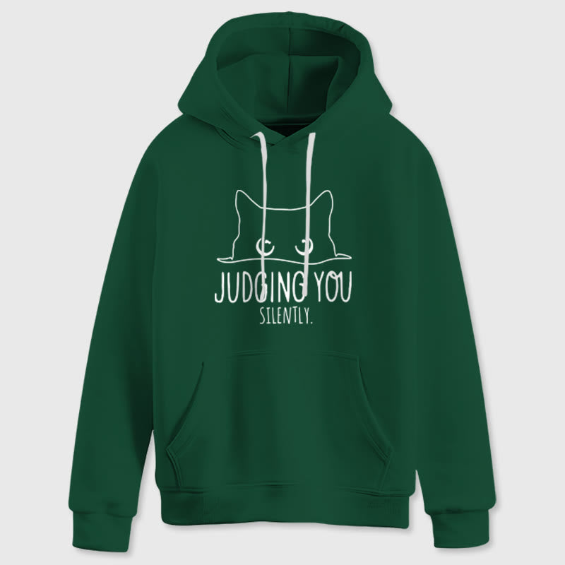 Olivenorma JUDGING YOU SILENTLY Cute Kitten Loose Fit Sweatshirts Women Men Hoodies - Green - 2XL - image 16