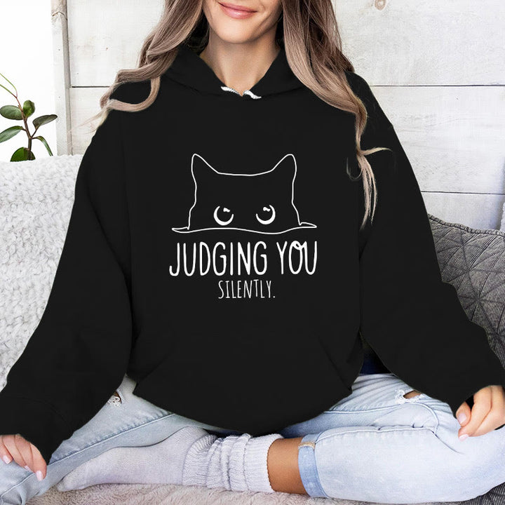 Olivenorma JUDGING YOU SILENTLY Cute Kitten Loose Fit Sweatshirts Women Men Hoodies - image 13