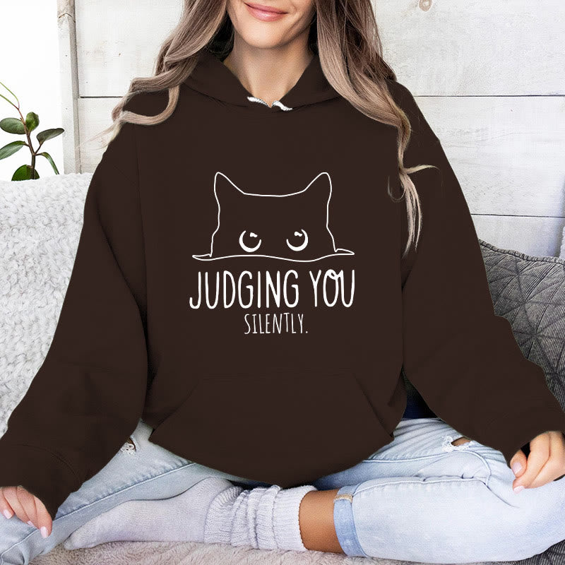Olivenorma JUDGING YOU SILENTLY Cute Kitten Loose Fit Sweatshirts Women Men Hoodies - image 15
