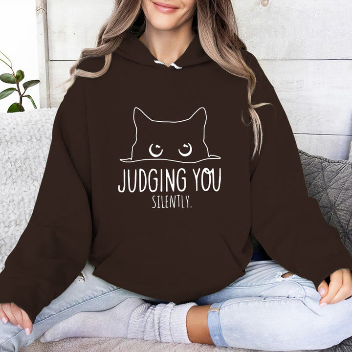 Olivenorma JUDGING YOU SILENTLY Cute Kitten Loose Fit Sweatshirts Women Men Hoodies - image 15