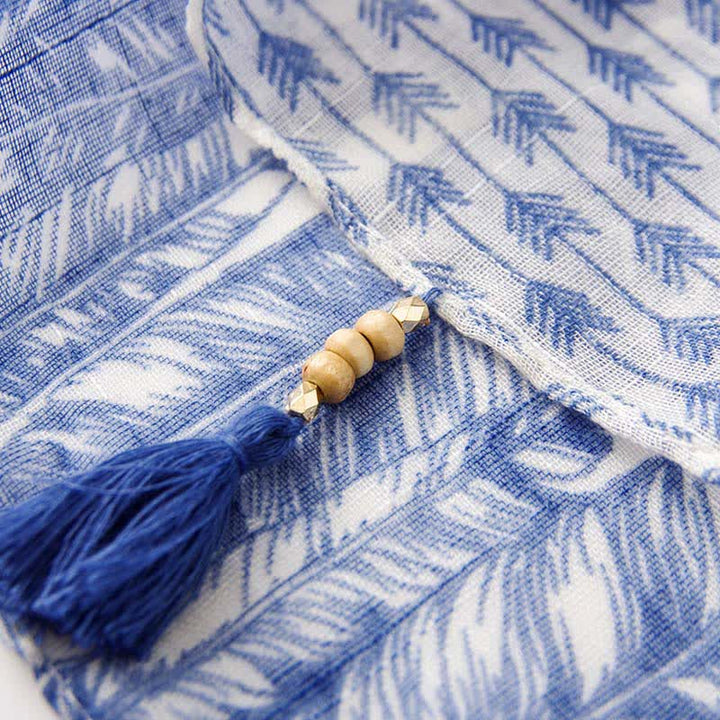 Olivenorma Blue Geometric Tassel Scarf - image 6