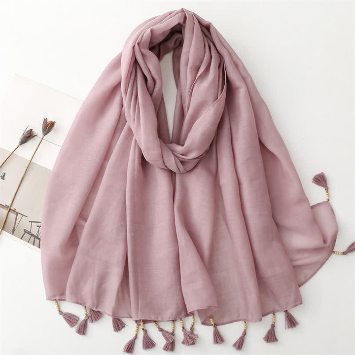 Olivenorma Blue Geometric Tassel Scarf - Purple-Pink - image 17
