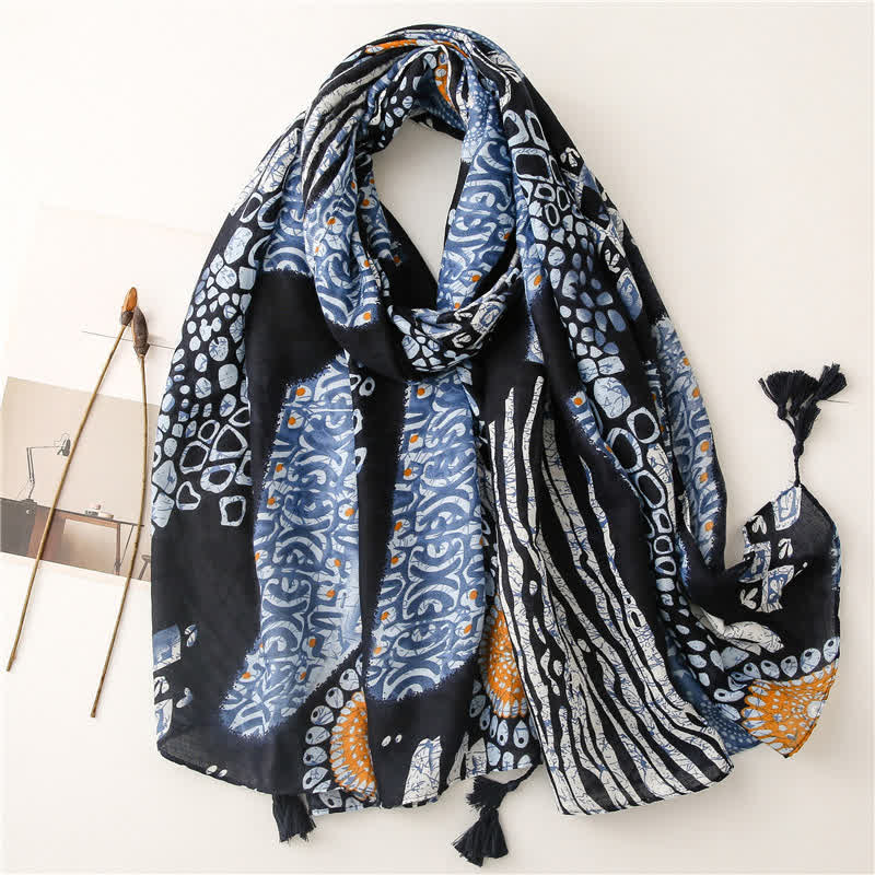 Olivenorma Indigo Boho Print Scarf - Indigo - image 0
