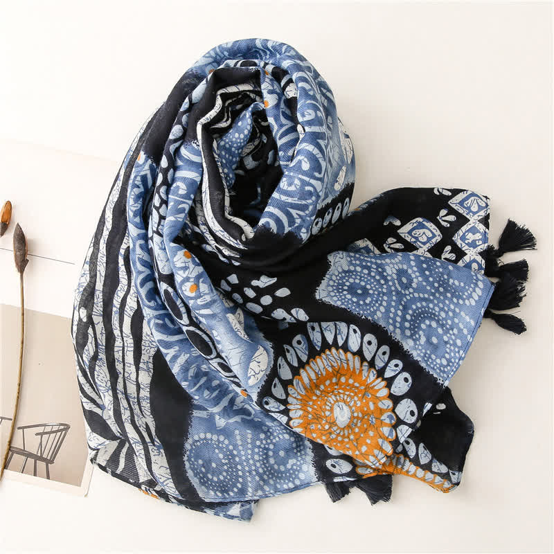 Olivenorma Indigo Boho Print Scarf - image 1