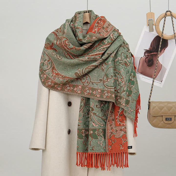 Olivenorma Vintage Folk Fringe Shawl - image 4