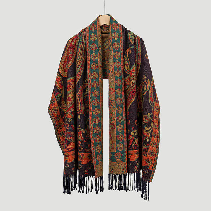 Olivenorma Vintage Folk Fringe Shawl - Black - image 0