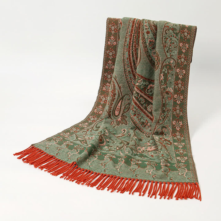 Olivenorma Vintage Folk Fringe Shawl - image 5