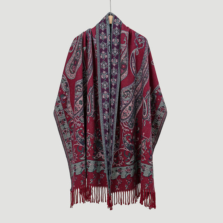 Olivenorma Vintage Folk Fringe Shawl - Rose Purple - image 7