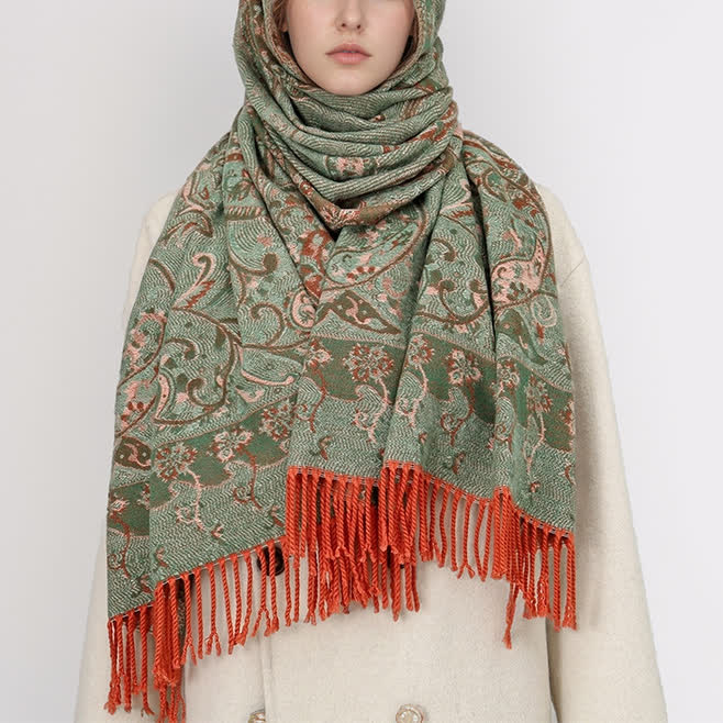 Olivenorma Vintage Folk Fringe Shawl - image 3