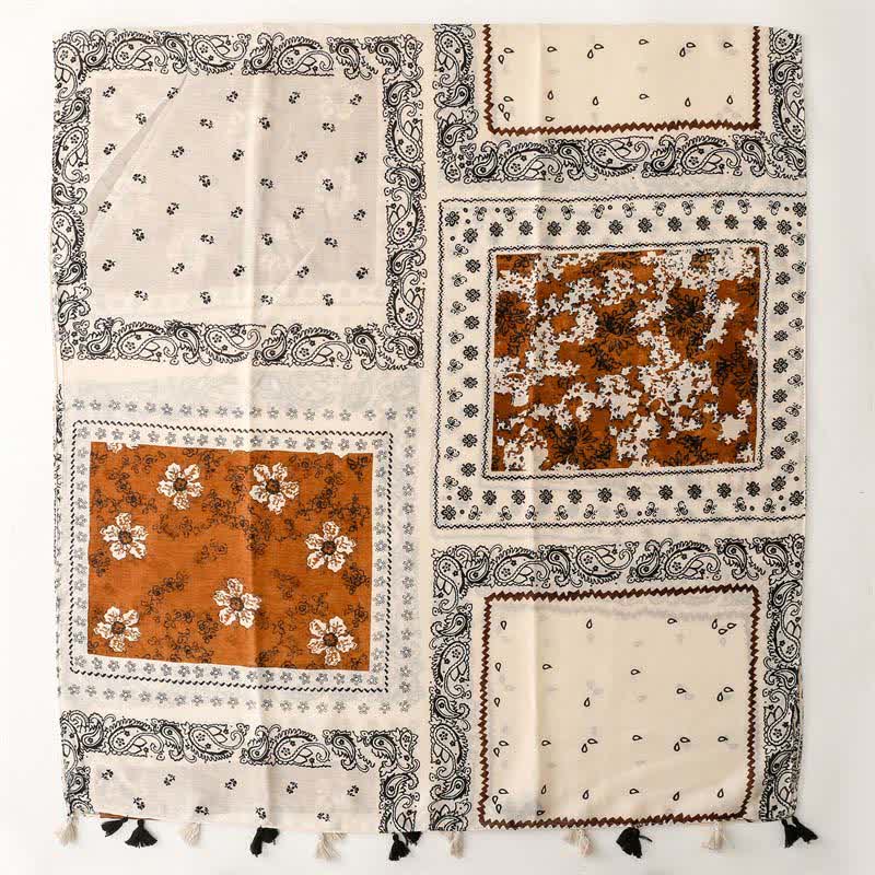 Olivenorma Ethnic Print Floral Tassel Scarf - image 3