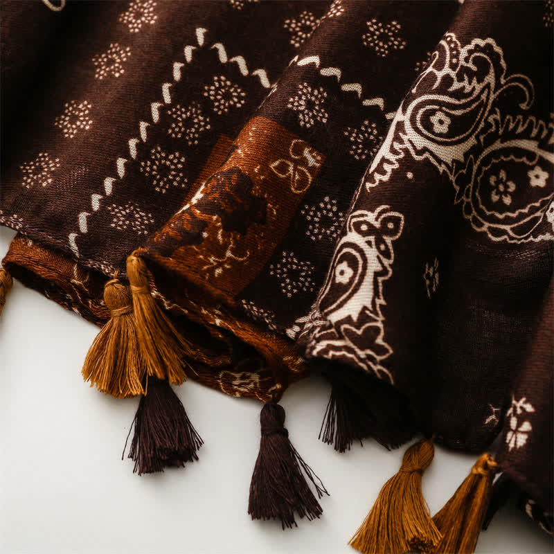 Olivenorma Ethnic Print Floral Tassel Scarf - image 19