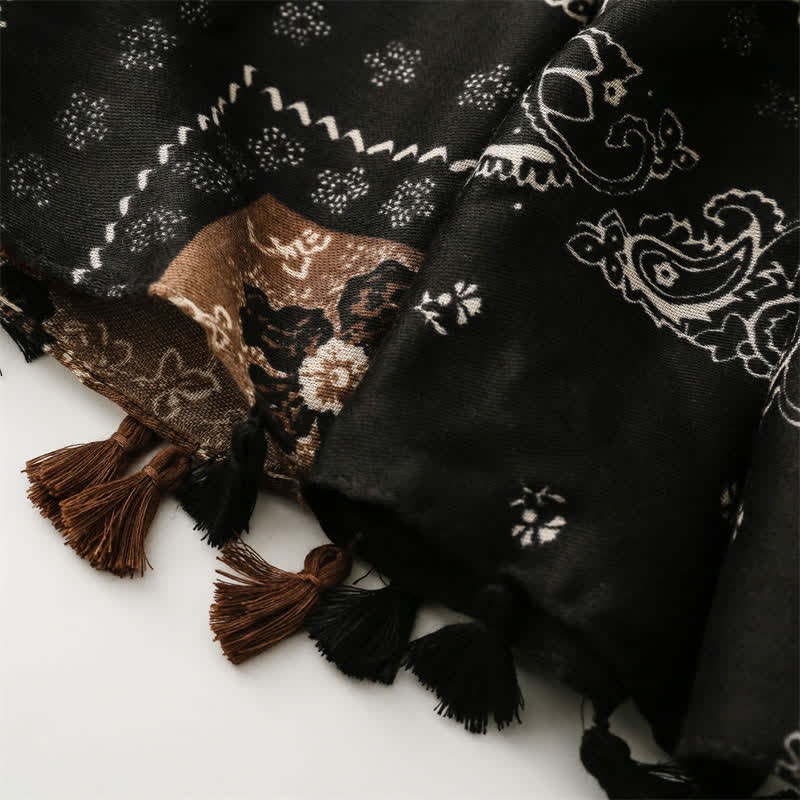 Olivenorma Ethnic Print Floral Tassel Scarf - image 9