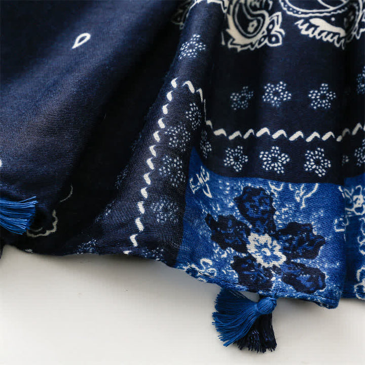 Olivenorma Ethnic Print Floral Tassel Scarf - image 16