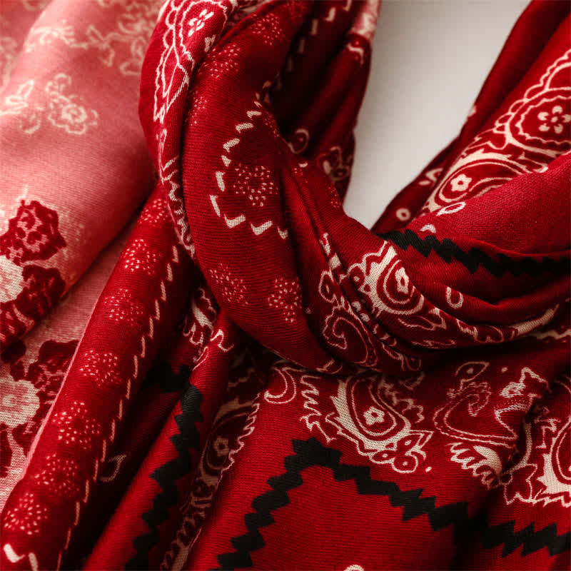 Olivenorma Ethnic Print Floral Tassel Scarf - image 12