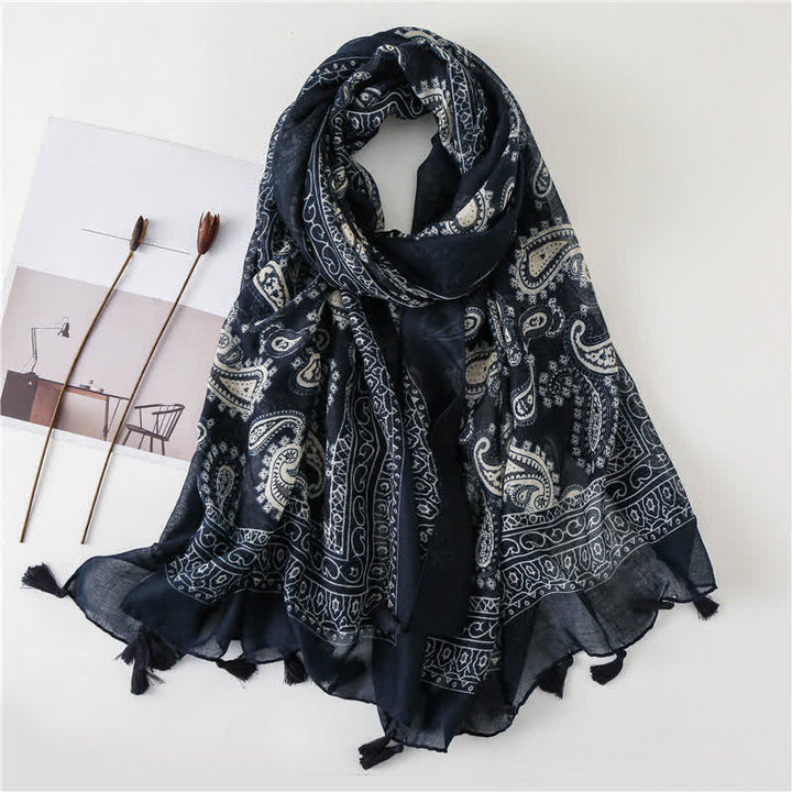 Olivenorma Midnight Paisley Voile Scarf - Blue Paisley - image 0