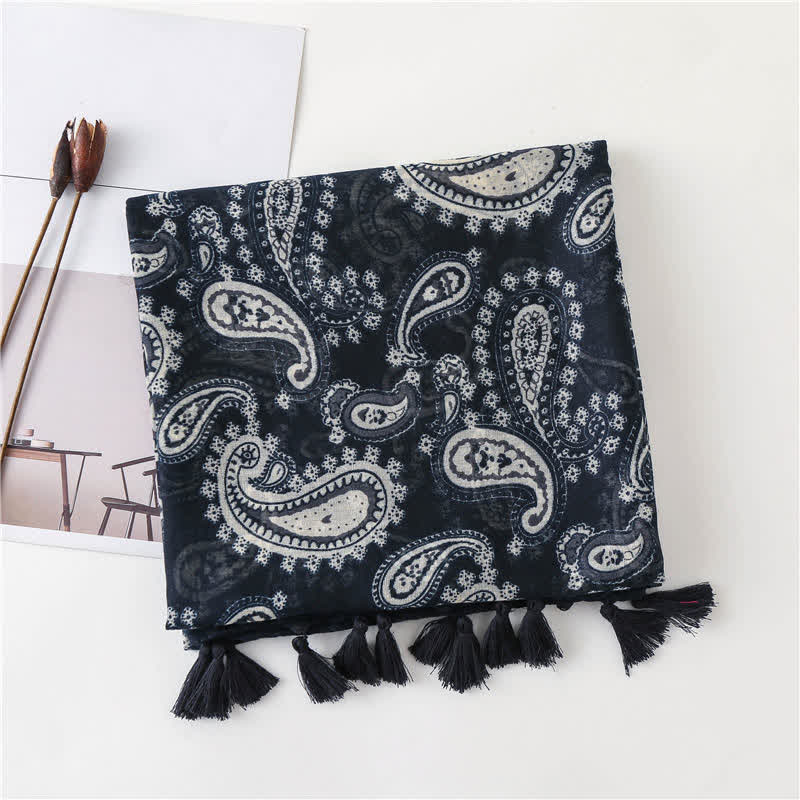 Olivenorma Midnight Paisley Voile Scarf - image 3
