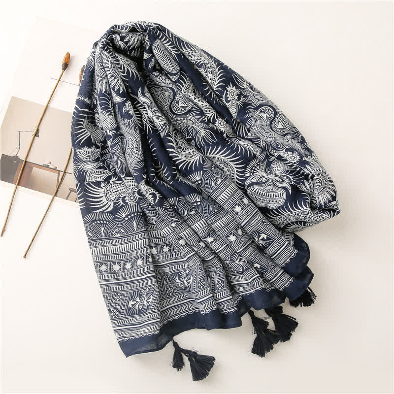 Olivenorma Sunburst Indigo Cotton-Linen Scarf - image 5