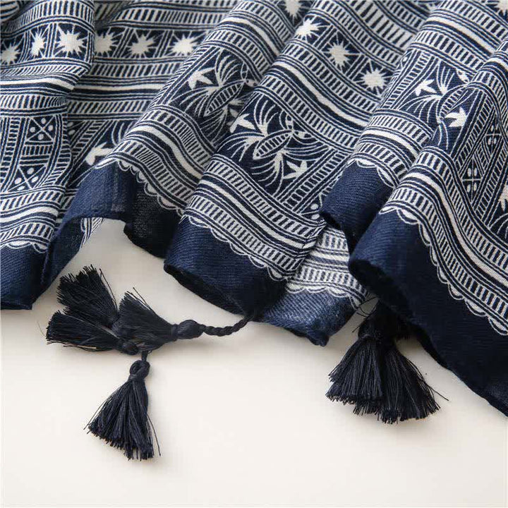Olivenorma Sunburst Indigo Cotton-Linen Scarf - image 3