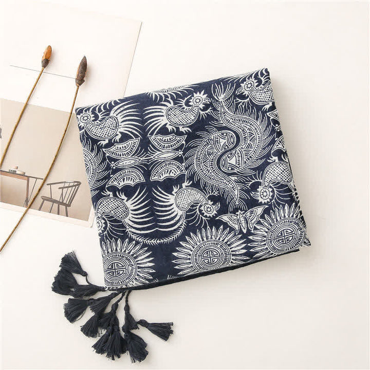 Olivenorma Sunburst Indigo Cotton-Linen Scarf - image 1