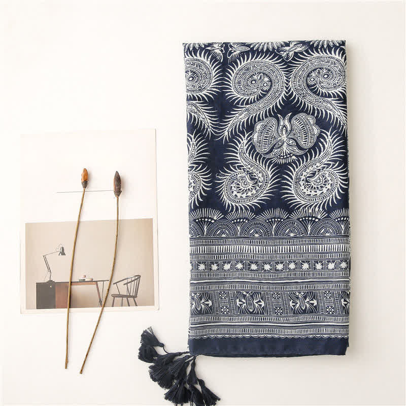 Olivenorma Sunburst Indigo Cotton-Linen Scarf - image 2