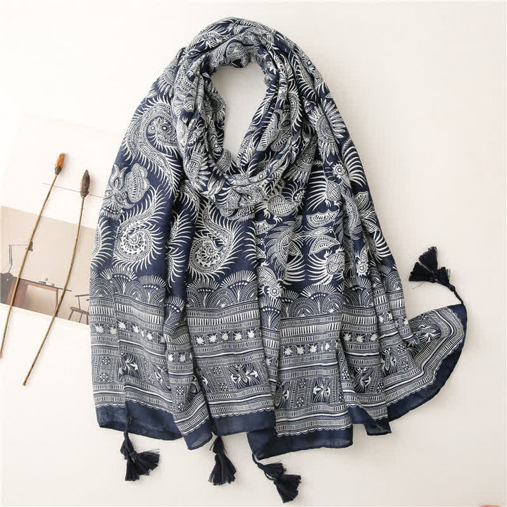 Olivenorma Sunburst Indigo Cotton-Linen Scarf - image 6
