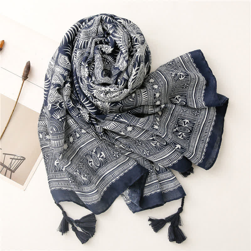 Olivenorma Sunburst Indigo Cotton-Linen Scarf - image 8
