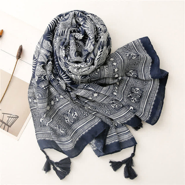 Olivenorma Sunburst Indigo Cotton-Linen Scarf - image 8