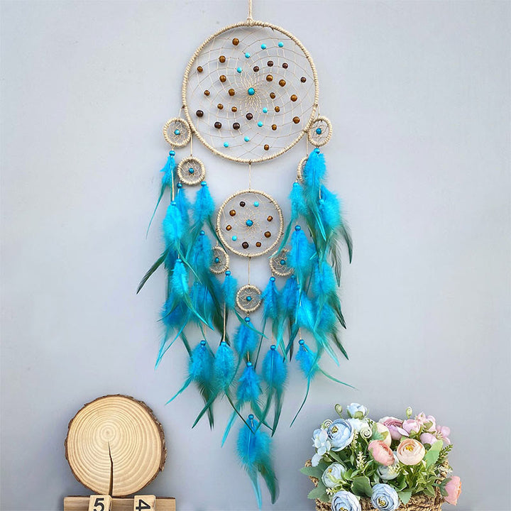 Olivenorma Native American Tribe Dreamcatchers Handmade Feather Decor Dream Catcher - With Lights - Blue - image 0