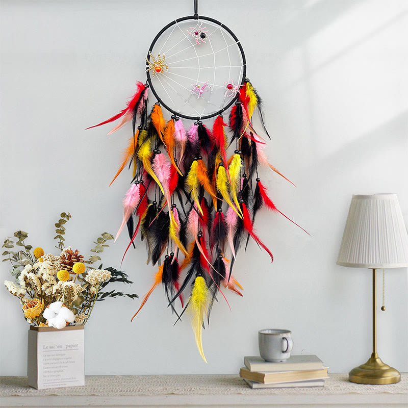 Olivenorma Spider's Home Dreamcatchers Halloween Decor Colorful Feather Dream Catcher - image 1