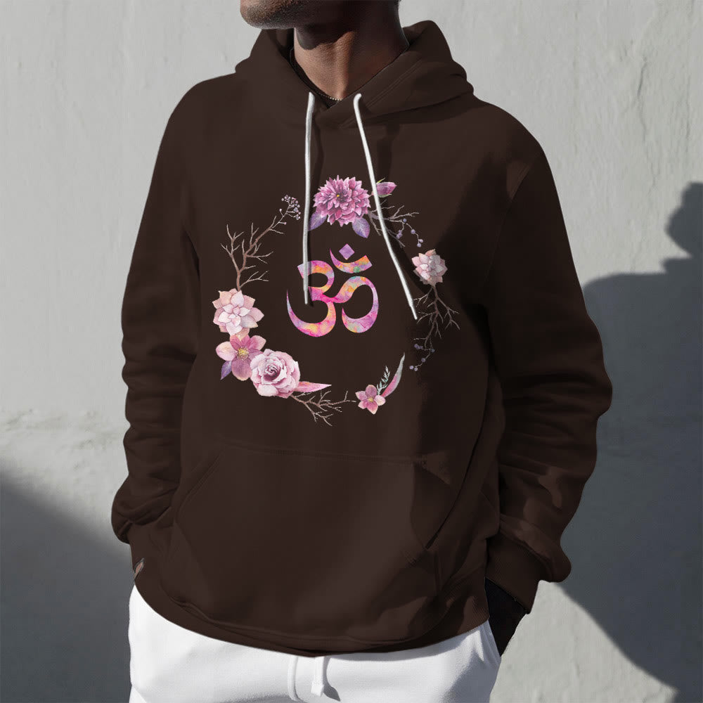 Olivenorma OM Symbol Flowers Inspirational Sweaters Fleece Top Casual Yoga Hoodies - image 2