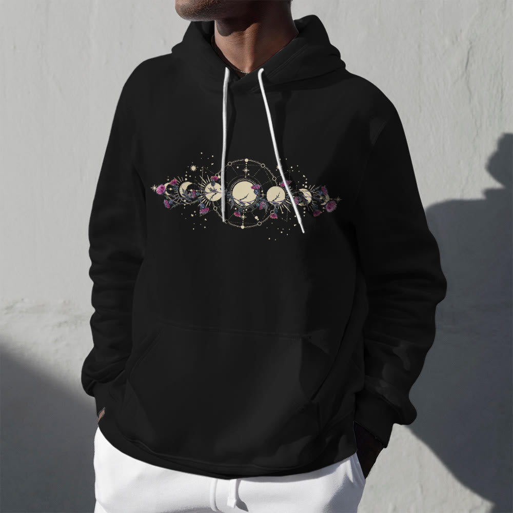 Olivenorma Mystical Moon Phase Raven Floral Fleece Hooded Sweater Tops Loose Hoodies - image 3