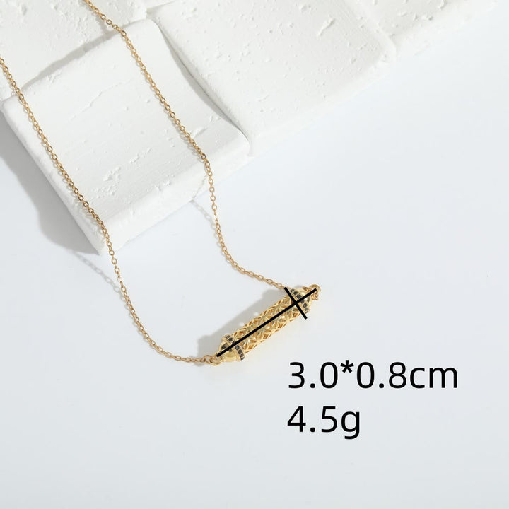 Olivenorma Vintage Hollow Tube Zirconia Choker Necklace - image 2