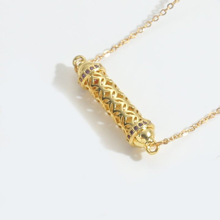 Olivenorma Vintage Hollow Tube Zirconia Choker Necklace - Purple - image 3