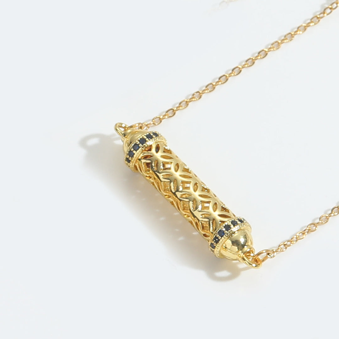 Olivenorma Vintage Hollow Tube Zirconia Choker Necklace - MidnightBlue - image 5