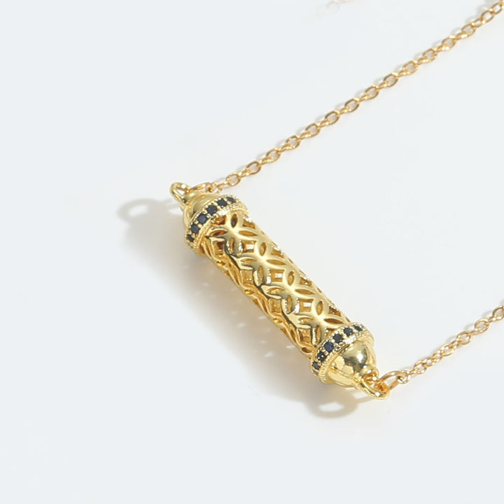 Olivenorma Vintage Hollow Tube Zirconia Choker Necklace - MidnightBlue - image 5