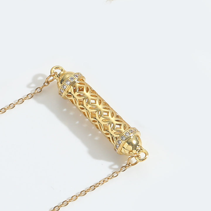 Olivenorma Vintage Hollow Tube Zirconia Choker Necklace - White - image 8