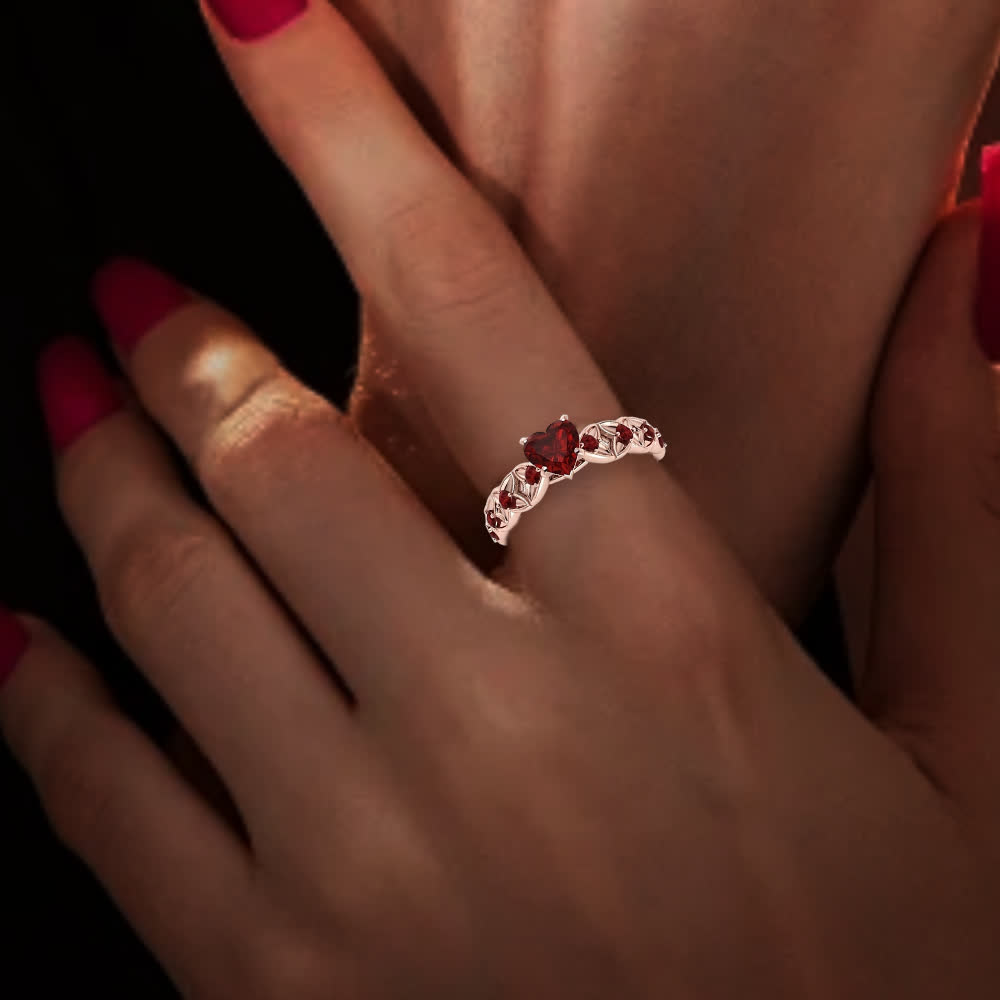 Olivenorma Garnet Heart Zircon Ring - image 2