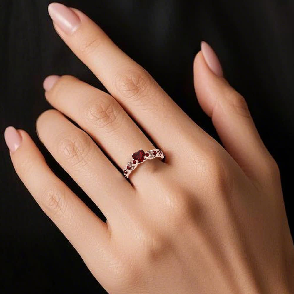 Olivenorma Garnet Heart Zircon Ring - image 1