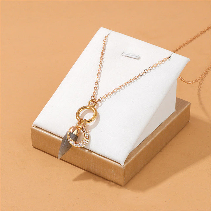 Olivenorma Bullet Crystal Zircon Moon Pendant Necklace - image 6