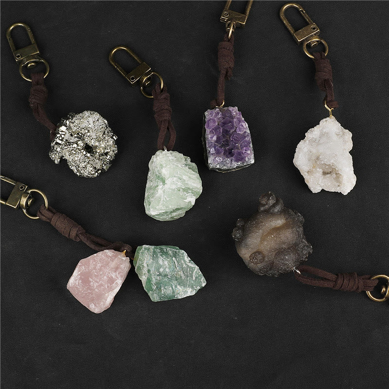 Olivenorma Natural Raw Crystal Gemstone Pendant Variety Keychain - image 16