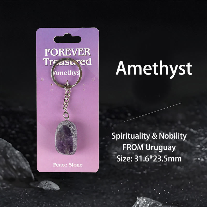 Olivenorma Natural Gemstone Keychains - Renewal & Love & Peace Themed - Amethyst - image 0