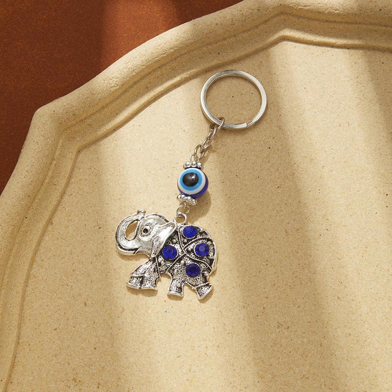 Olivenorma Creative Keychain with Blue Evil Eye & Animal/Plant Details - Elephant - image 7
