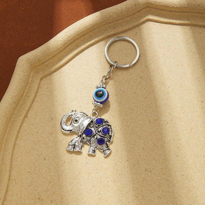 Olivenorma Creative Keychain with Blue Evil Eye & Animal/Plant Details - Elephant - image 7